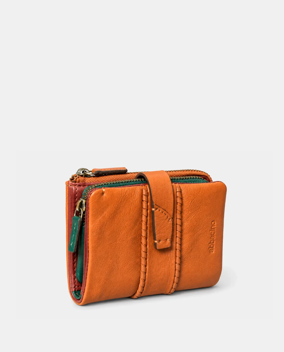 Cartera pequeña de mujer en piel cognac - Imagen 4