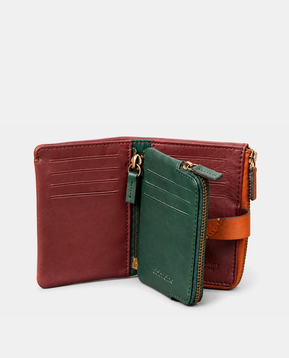 Cartera pequeña de mujer en piel cognac - Imagen 3