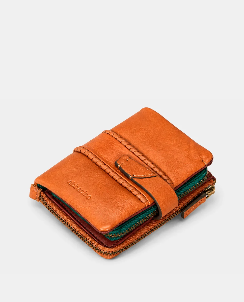 Cartera pequeña de mujer en piel cognac - Imagen 6
