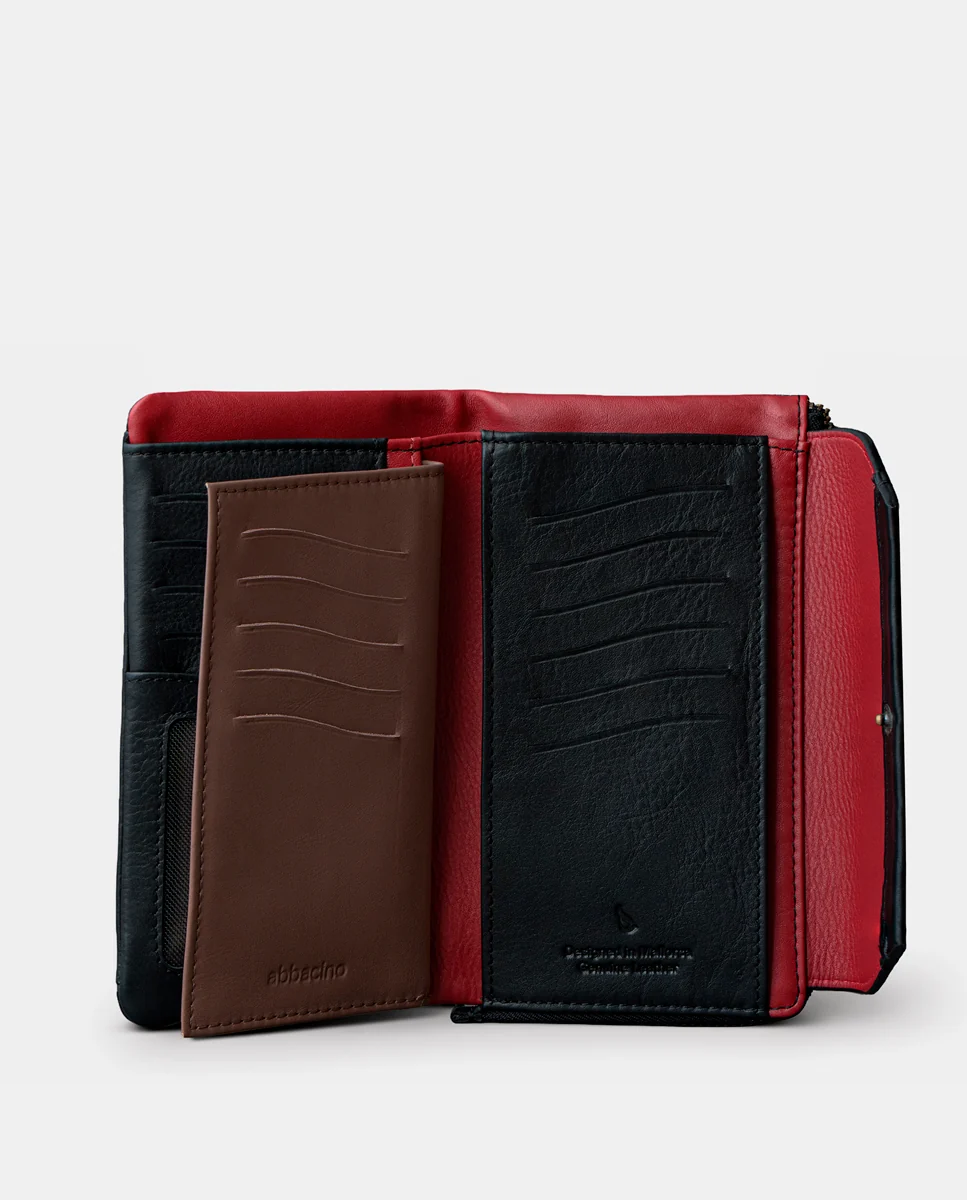 Cartera grande de mujer en piel negra - Imagen 3