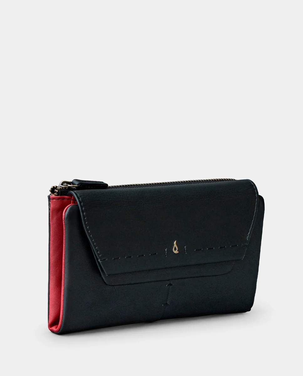Cartera grande de mujer en piel negra - Imagen 5