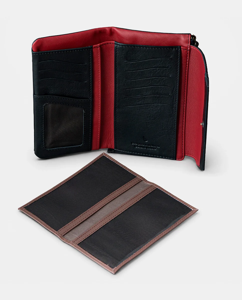 Cartera grande de mujer en piel negra - Imagen 8