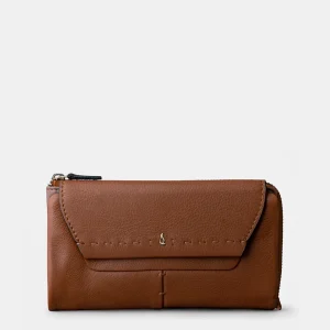 Cartera grande de mujer en piel cognac