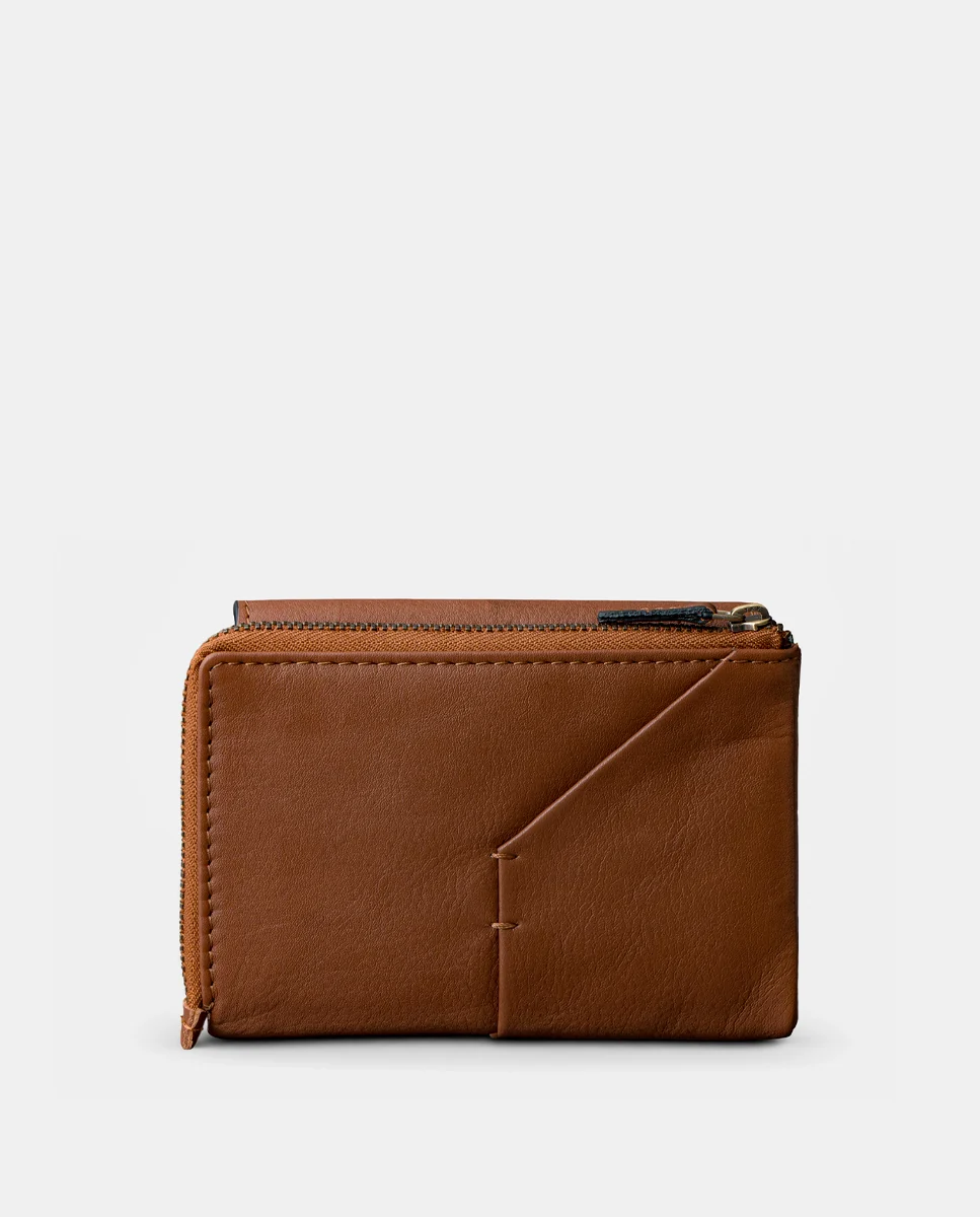 Cartera mediana de mujer en piel cognac - Imagen 4