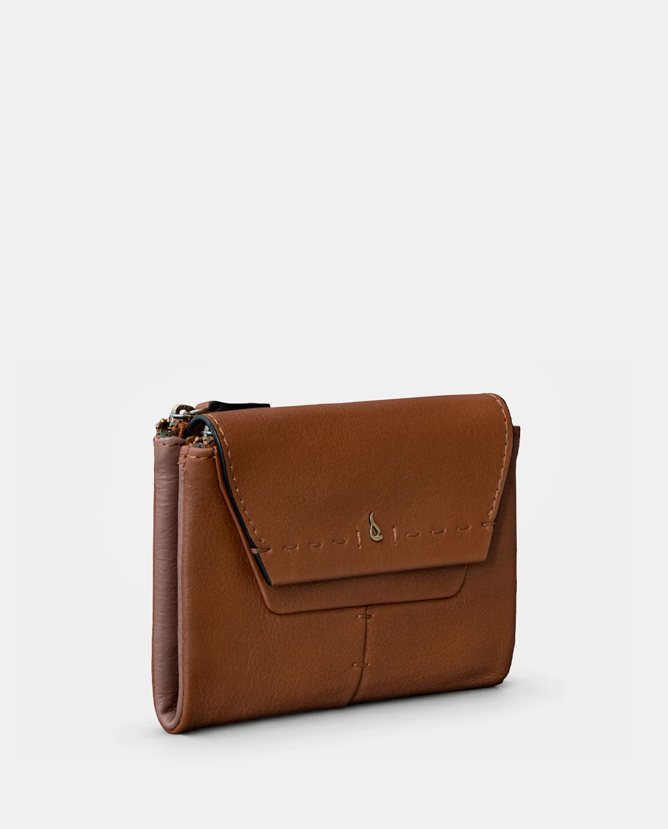Cartera mediana de mujer en piel cognac - Imagen 5