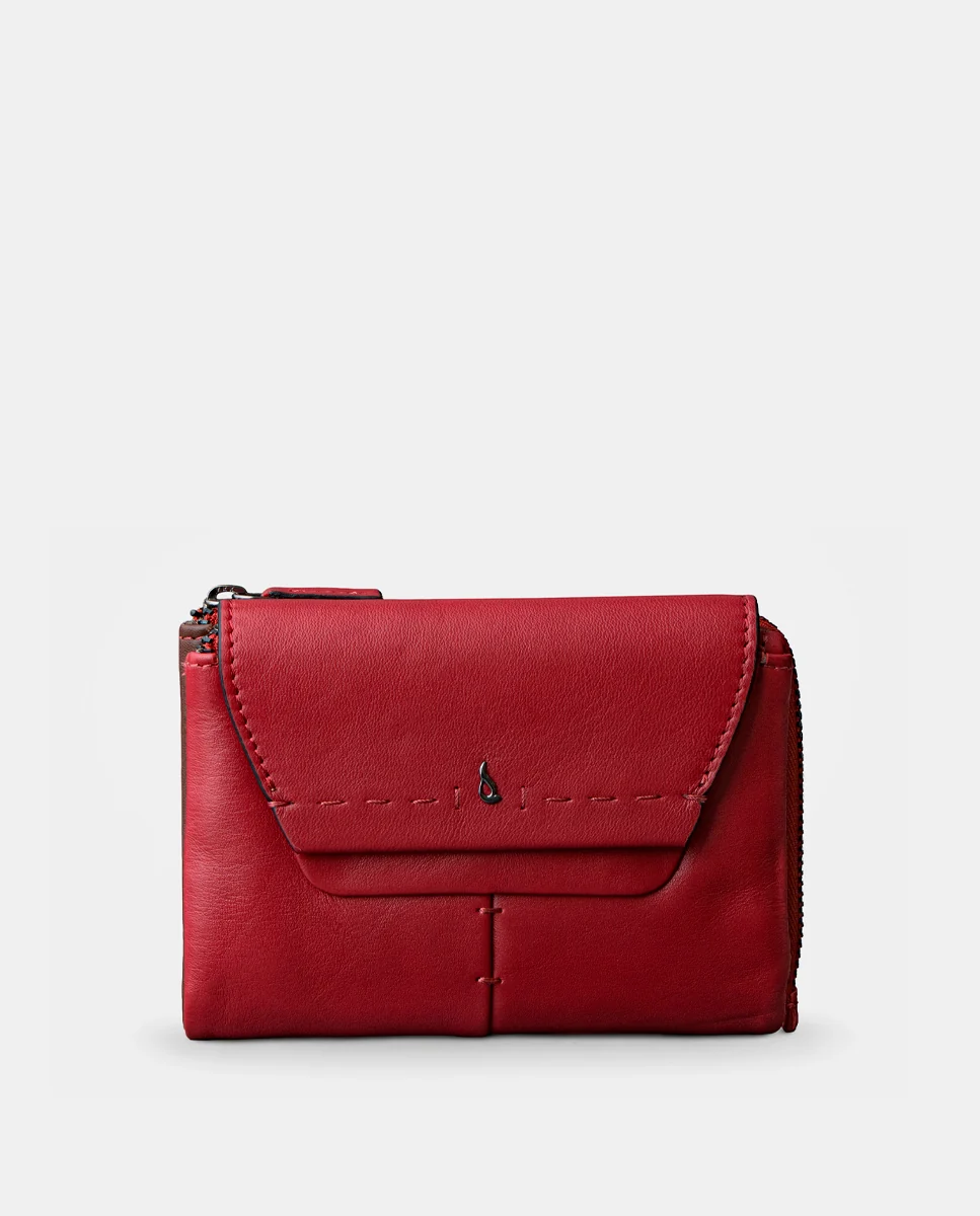 Cartera mediana de mujer en piel roja