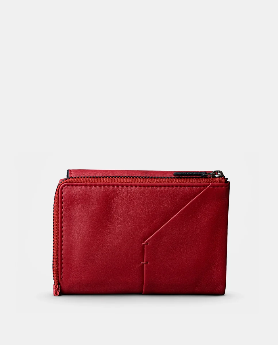 Cartera mediana de mujer en piel roja - Imagen 4