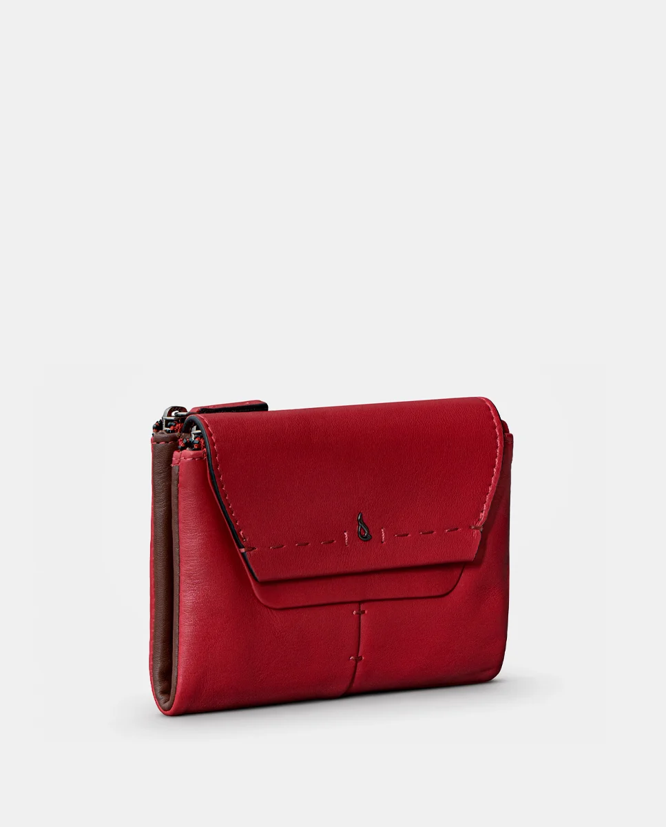 Cartera mediana de mujer en piel roja - Imagen 5