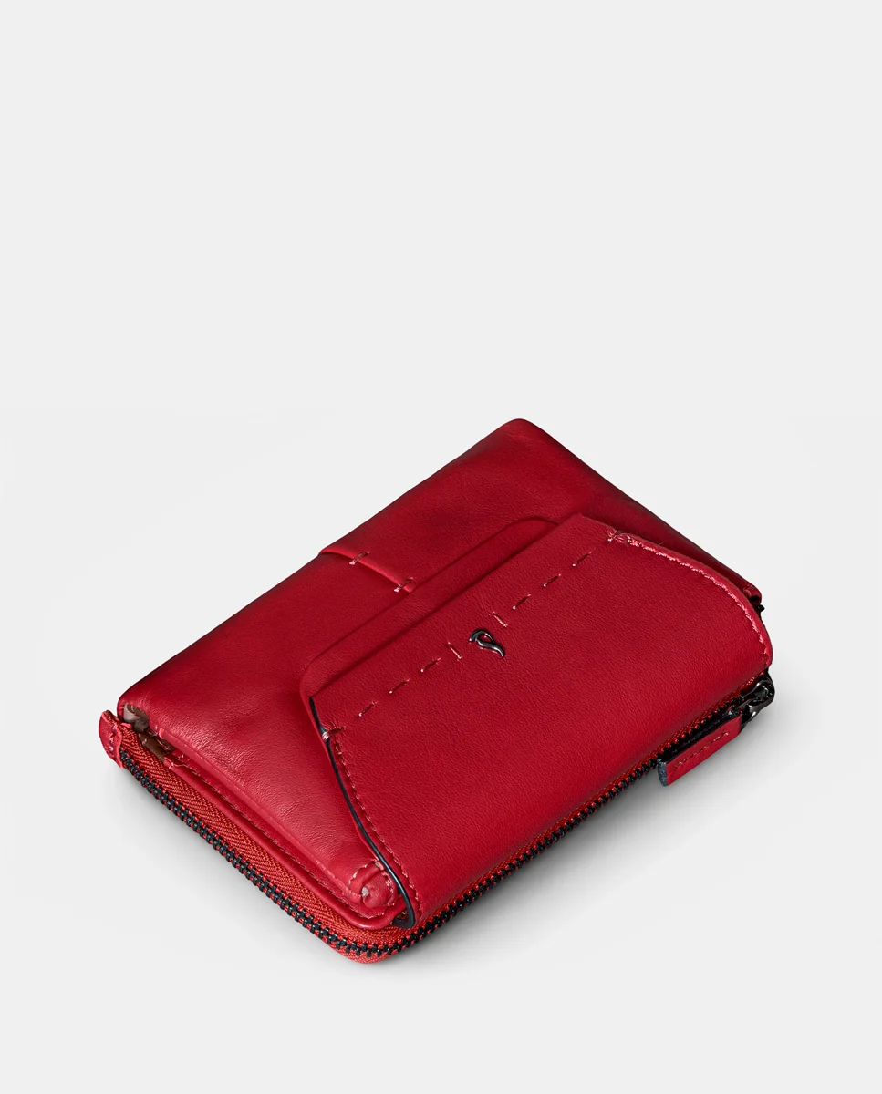 Cartera mediana de mujer en piel roja - Imagen 6