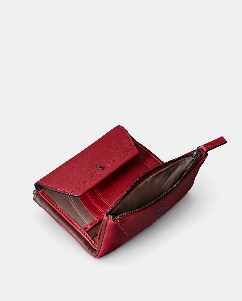 Cartera mediana de mujer en piel roja - Imagen 7