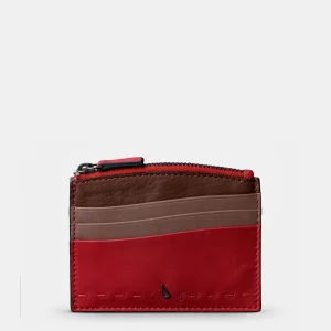 Tarjetero de mujer en piel rojo
