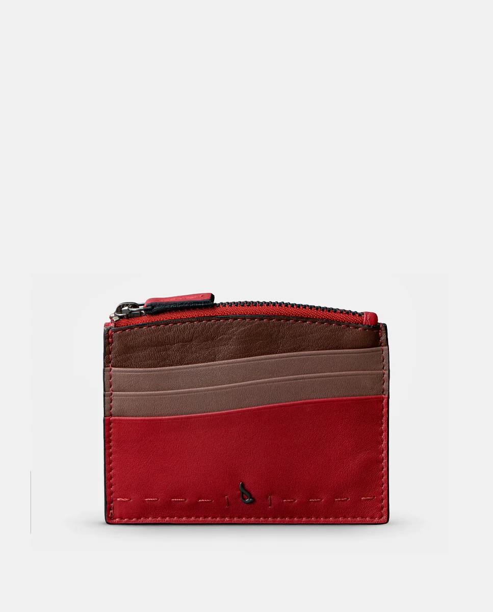 Tarjetero de mujer en piel rojo