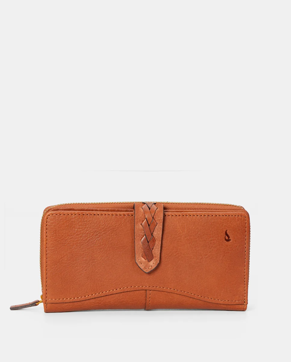 Cartera grande de mujer en piel cognac