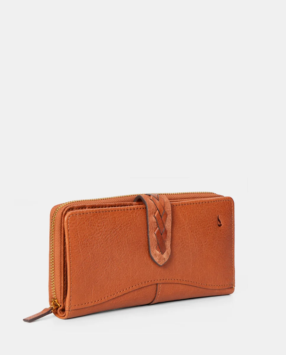 Cartera grande de mujer en piel cognac - Imagen 4