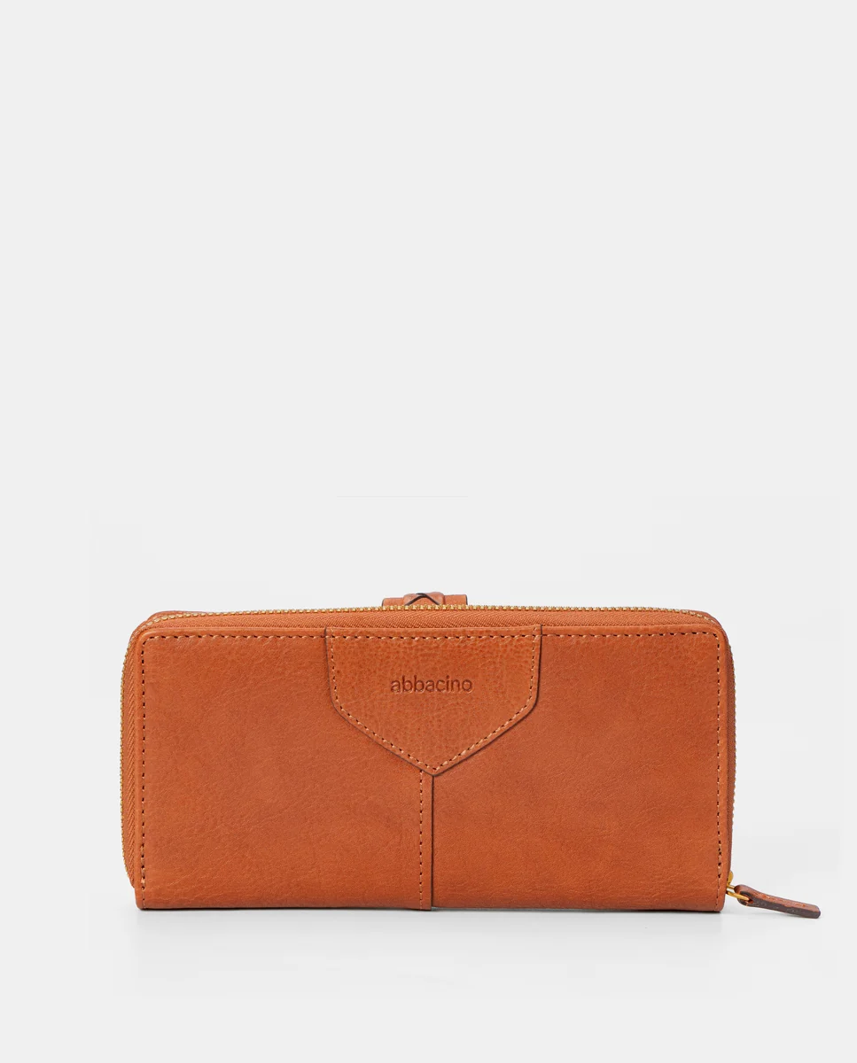 Cartera grande de mujer en piel cognac - Imagen 5