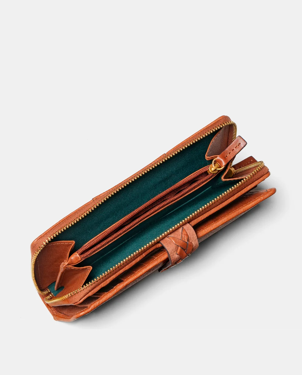 Cartera grande de mujer en piel cognac - Imagen 6