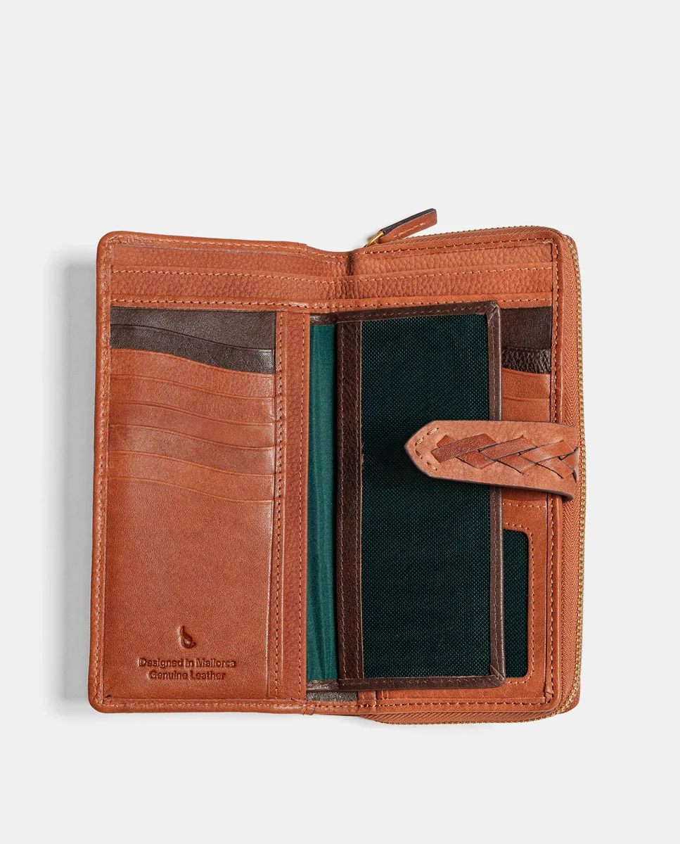 Cartera grande de mujer en piel cognac - Imagen 3