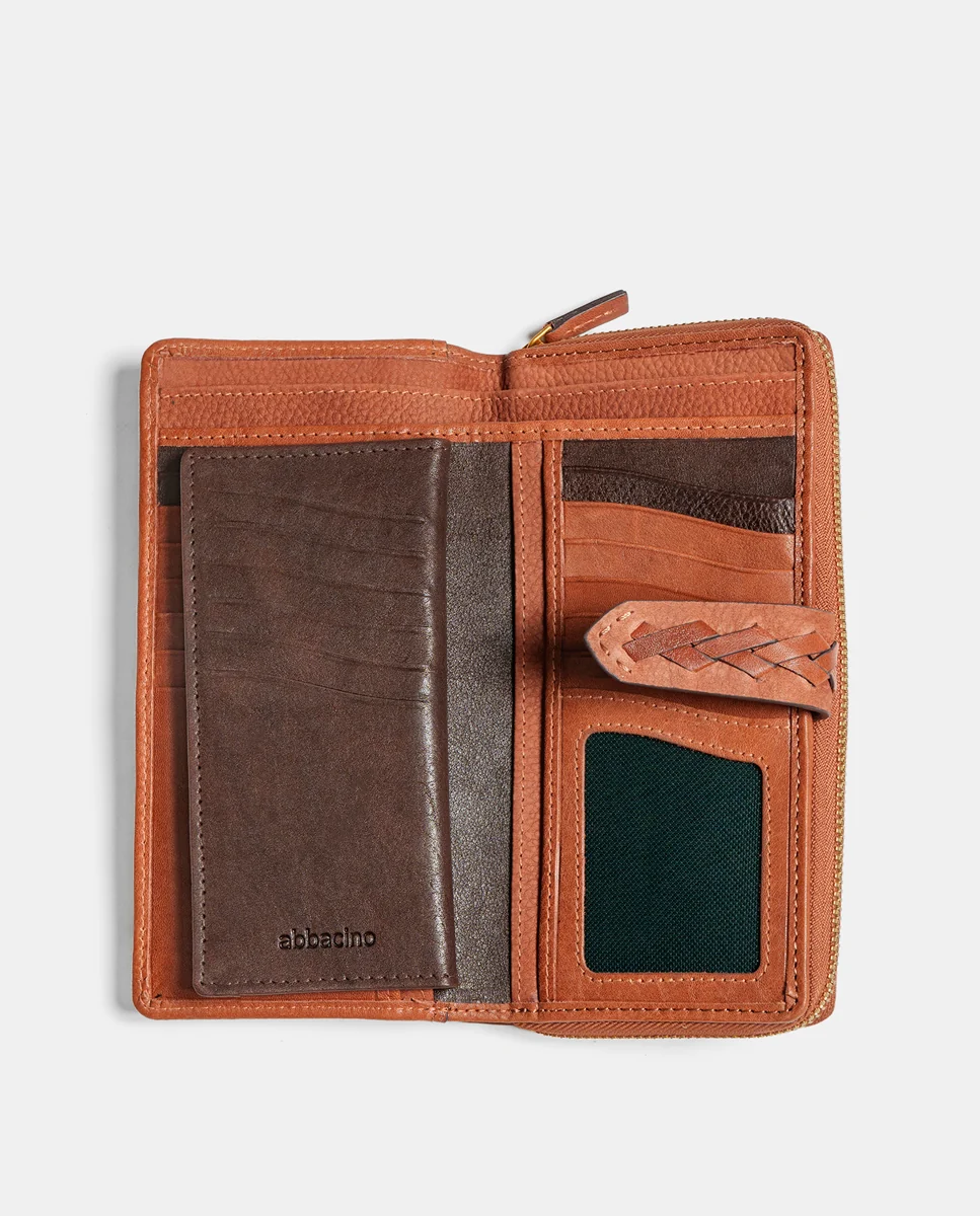 Cartera grande de mujer en piel cognac - Imagen 7