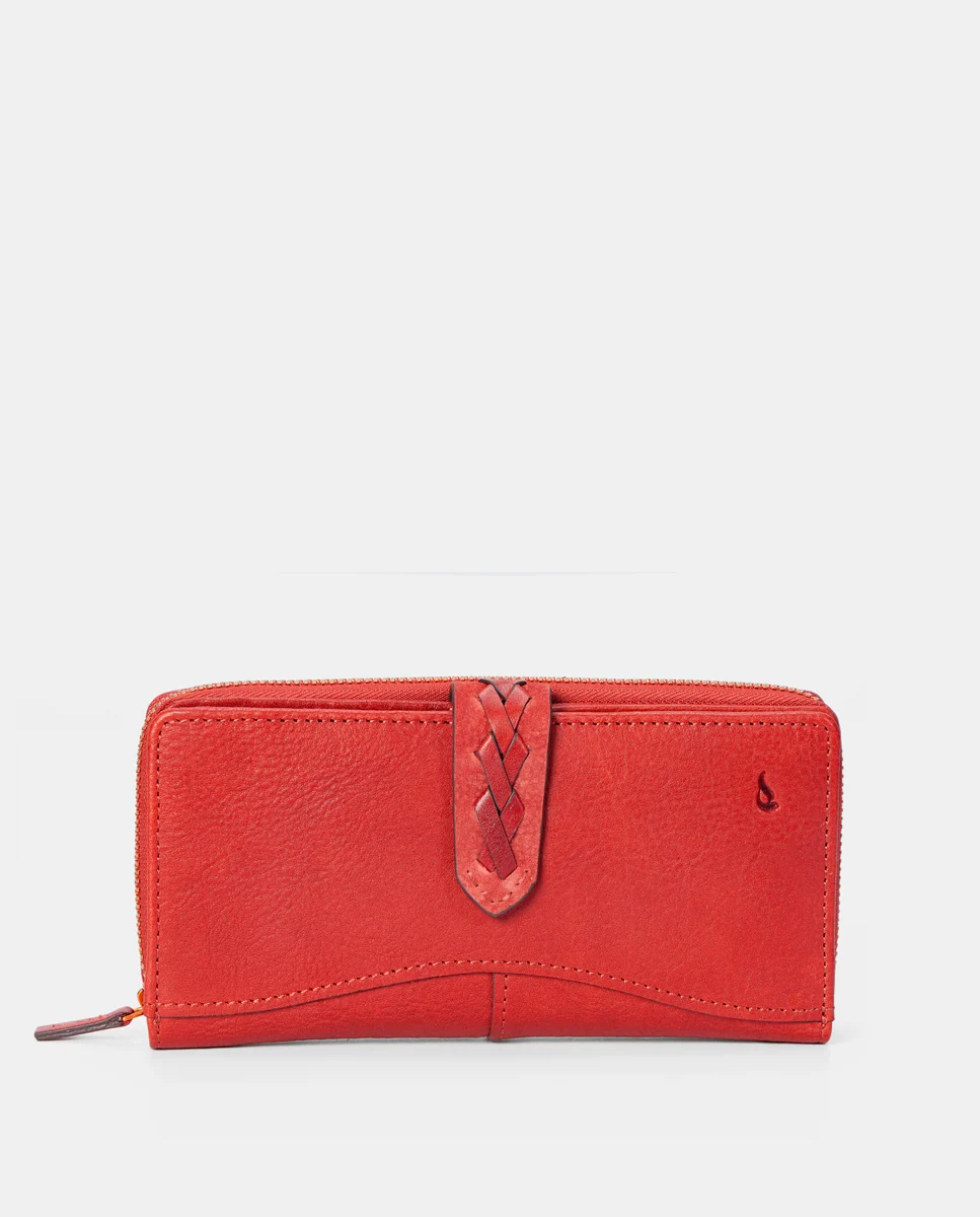 Cartera grande de mujer en piel burdeos