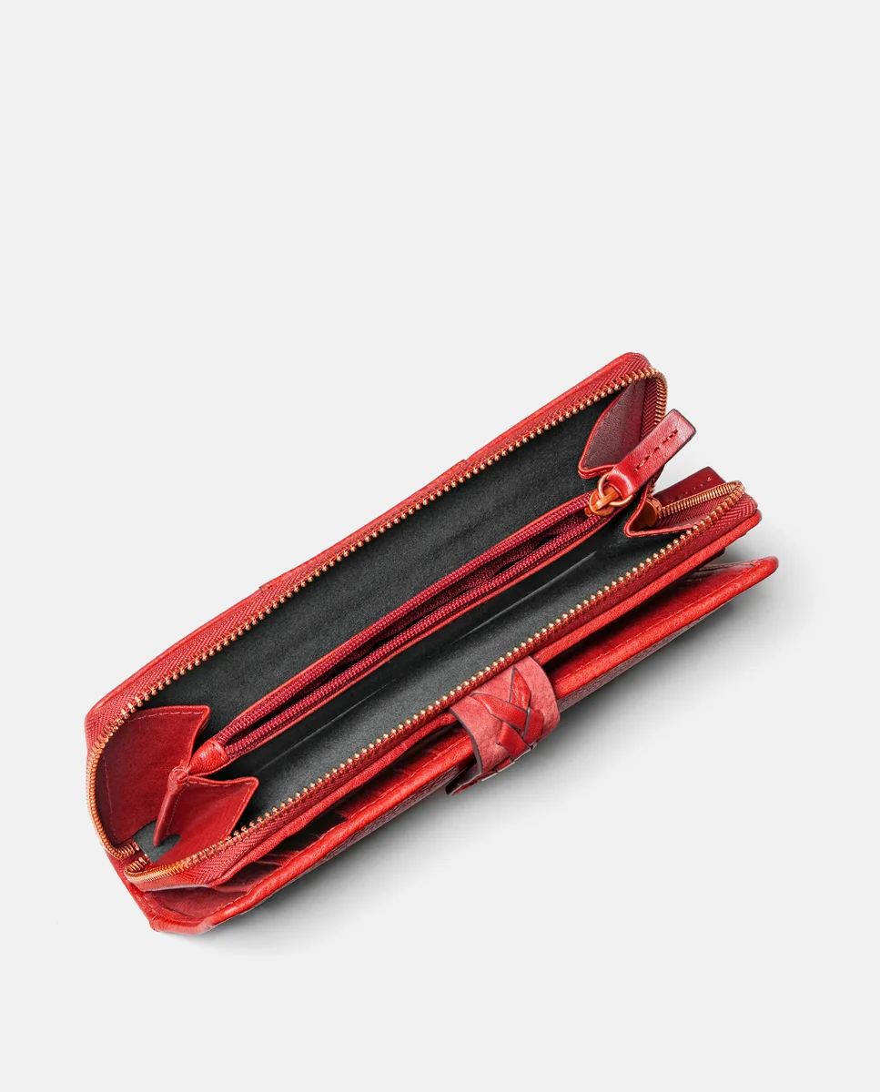 Cartera grande de mujer en piel burdeos - Imagen 6