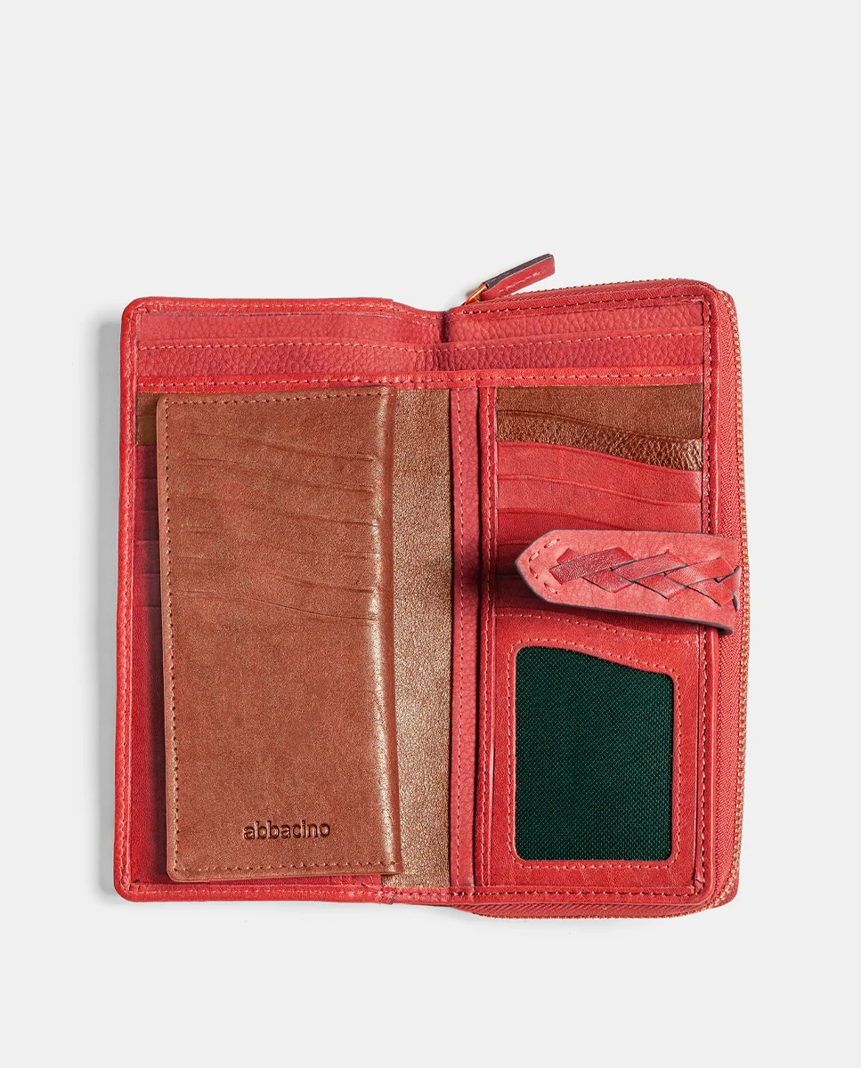 Cartera grande de mujer en piel burdeos - Imagen 3