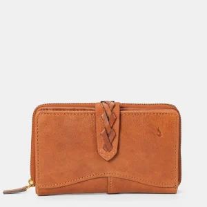 Cartera mediana de mujer en piel cognac