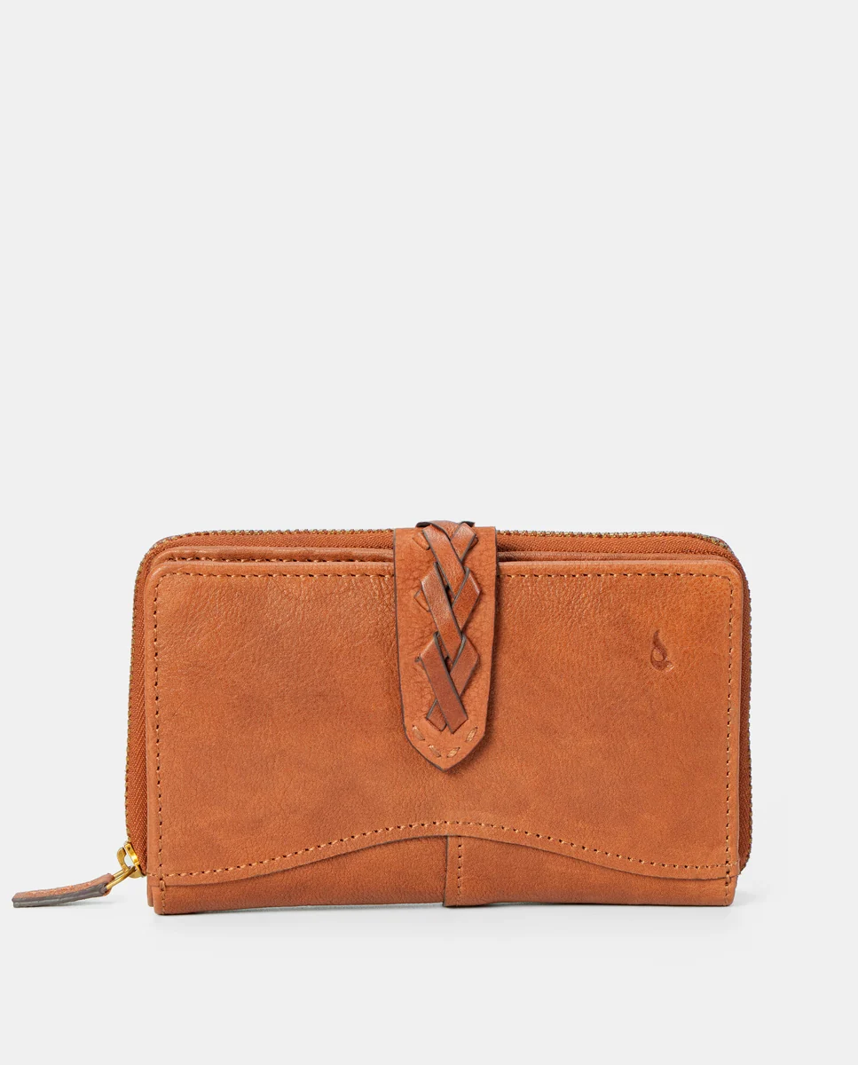 Cartera mediana de mujer en piel cognac - Imagen 2