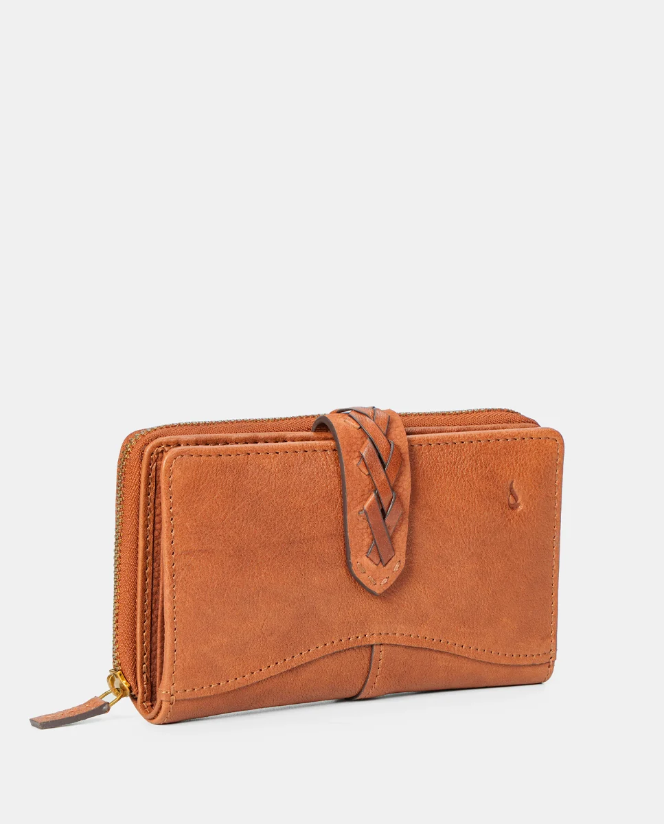 Cartera mediana de mujer en piel cognac - Imagen 4