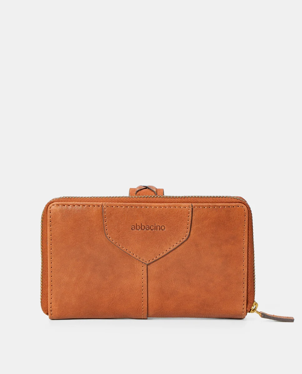 Cartera mediana de mujer en piel cognac - Imagen 5