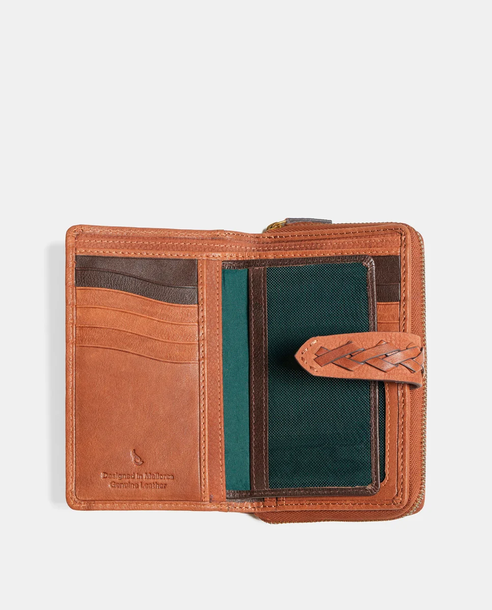 Cartera mediana de mujer en piel cognac - Imagen 3