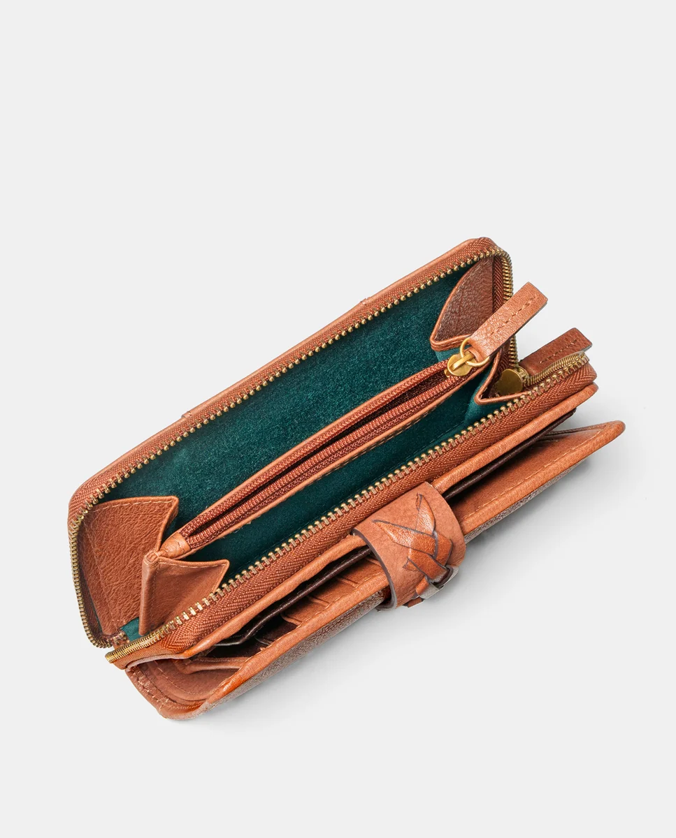 Cartera mediana de mujer en piel cognac - Imagen 7