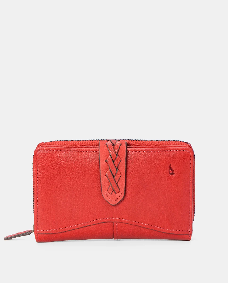 Cartera mediana de mujer en piel burdeos