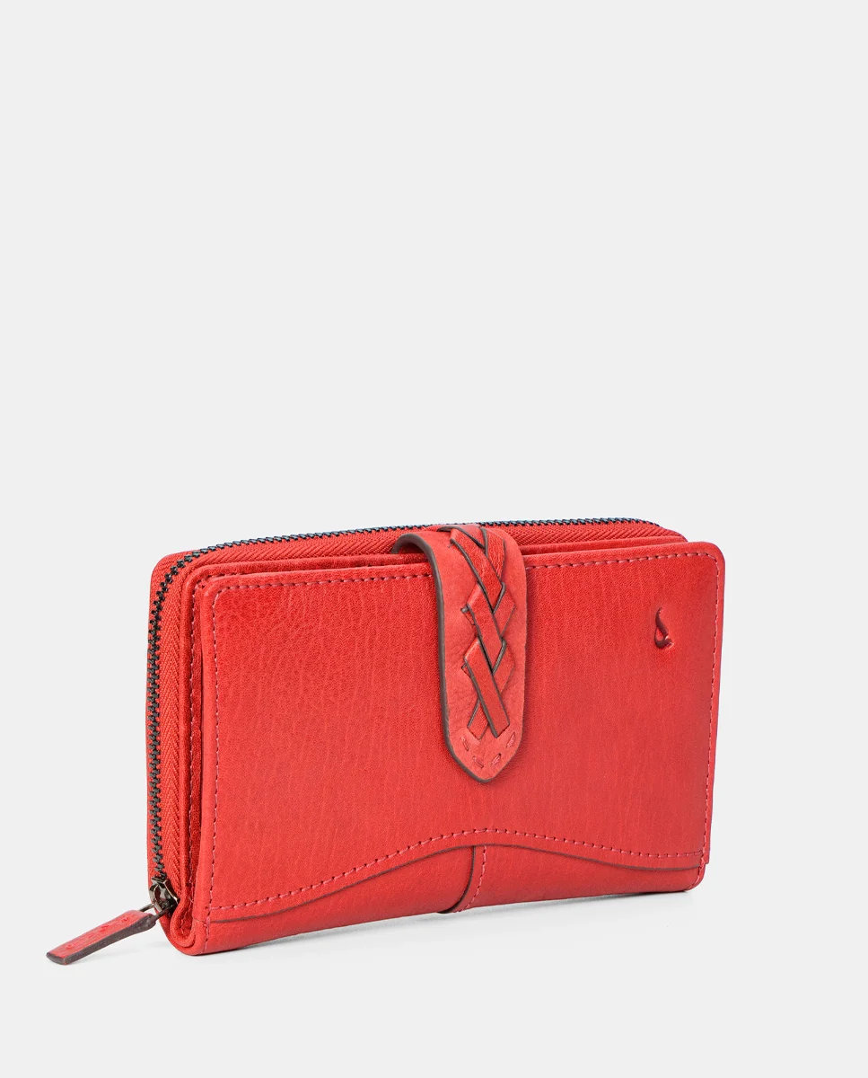 Cartera mediana de mujer en piel burdeos - Imagen 4