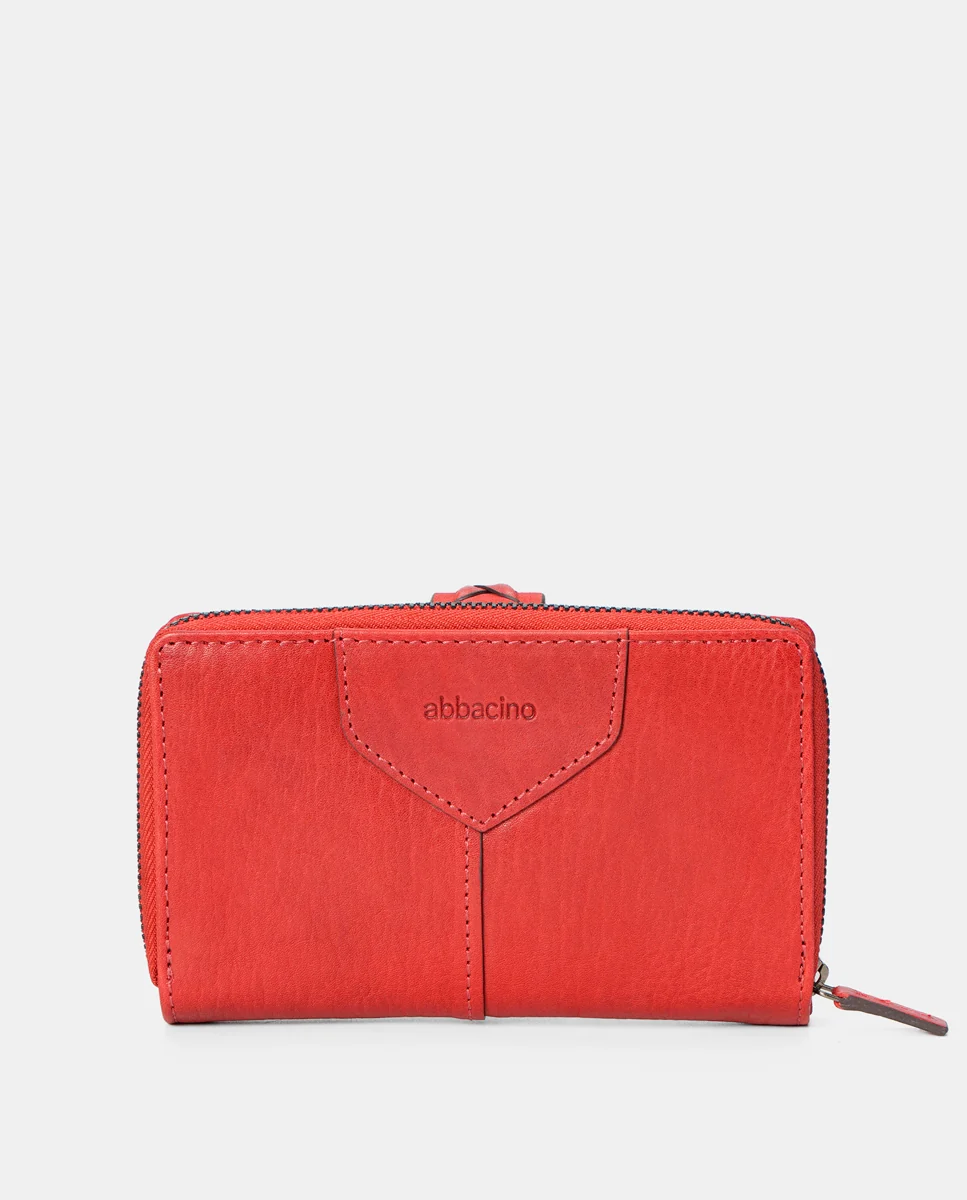 Cartera mediana de mujer en piel burdeos - Imagen 5