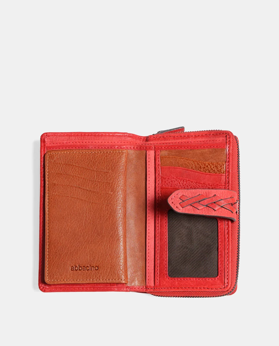 Cartera mediana de mujer en piel burdeos - Imagen 3