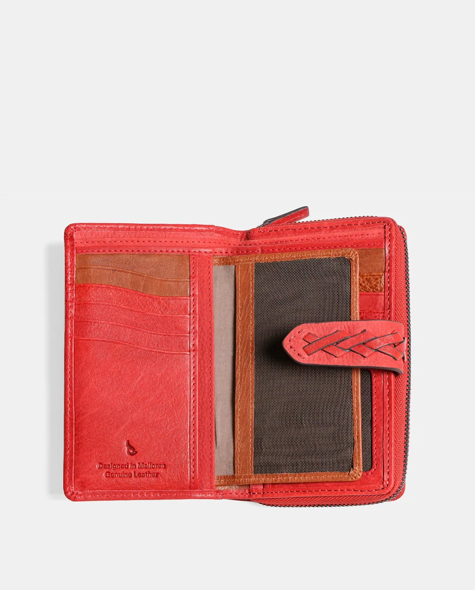 Cartera mediana de mujer en piel burdeos - Imagen 6