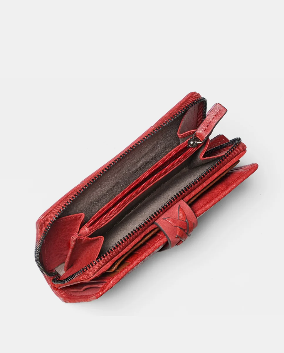 Cartera mediana de mujer en piel burdeos - Imagen 7