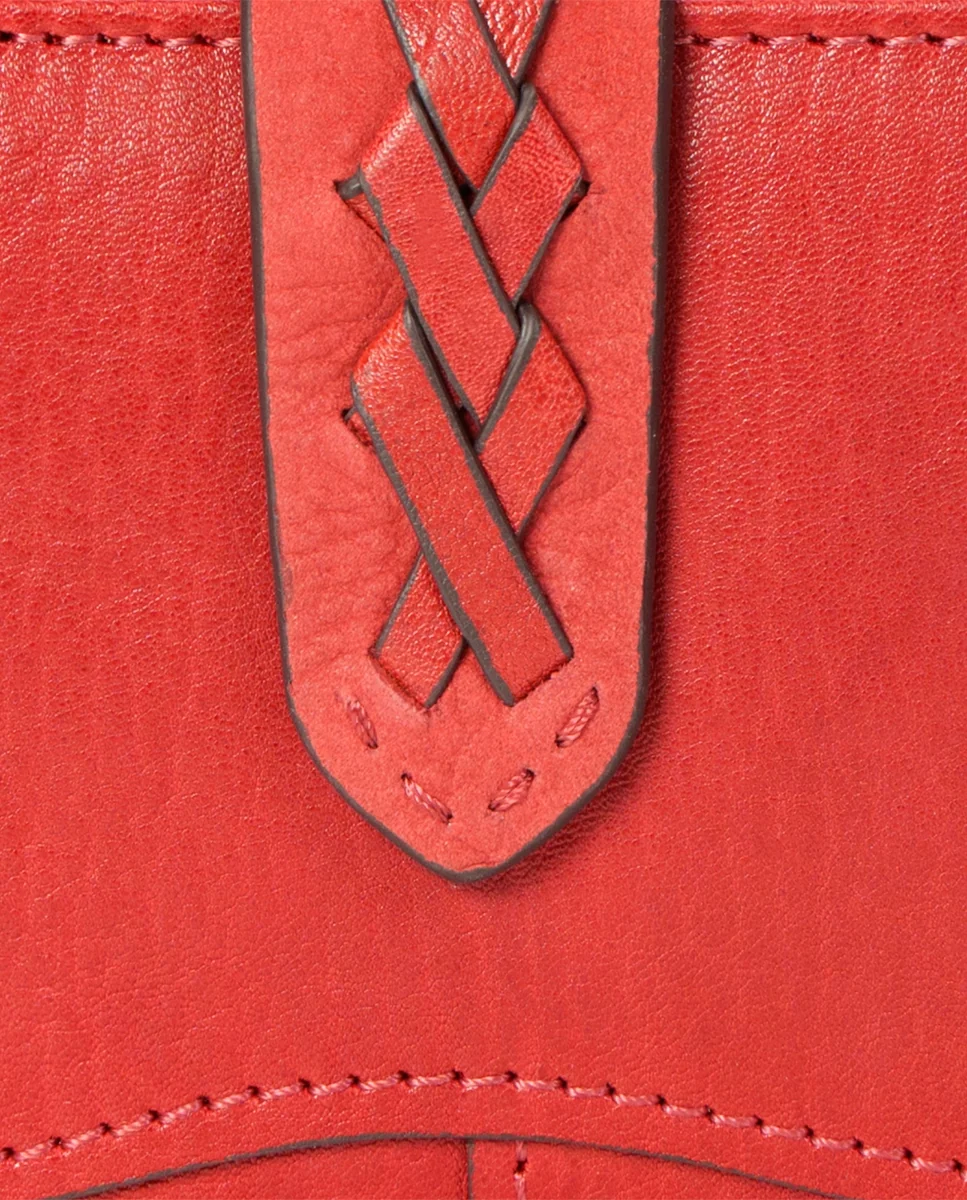 Cartera mediana de mujer en piel burdeos - Imagen 8