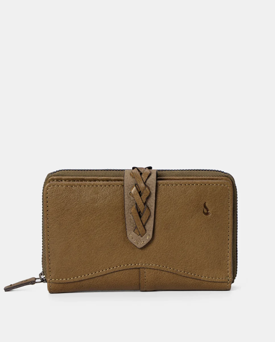 Cartera mediana de mujer en piel verde