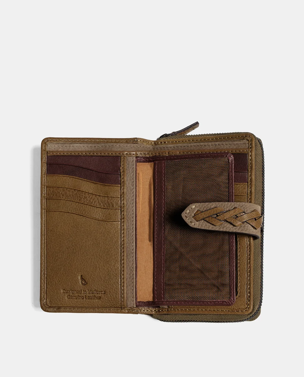 Cartera mediana de mujer en piel verde - Imagen 3