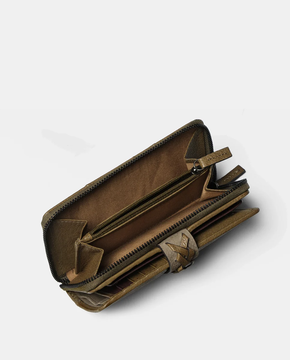 Cartera mediana de mujer en piel verde - Imagen 7