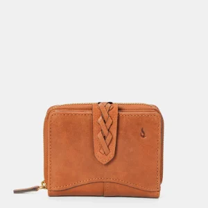 Cartera pequeña de mujer en piel cognac