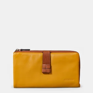 Cartera grande de mujer en piel amarilla