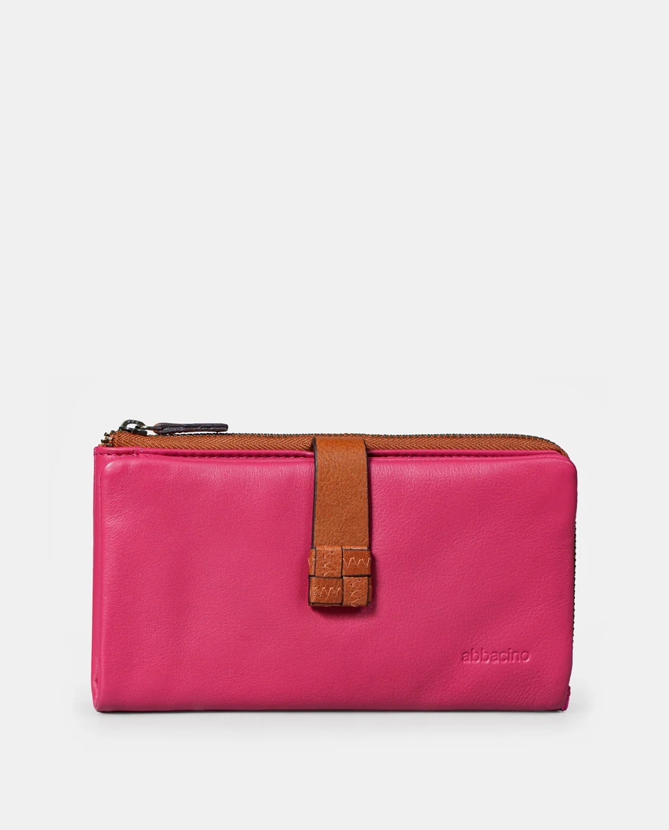 Cartera grande de mujer en piel fucsia - Imagen 2