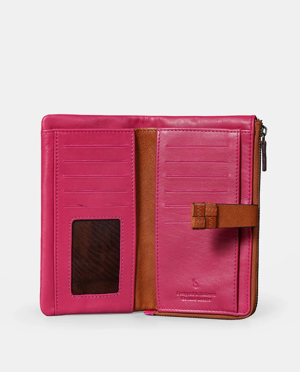 Cartera grande de mujer en piel fucsia - Imagen 3