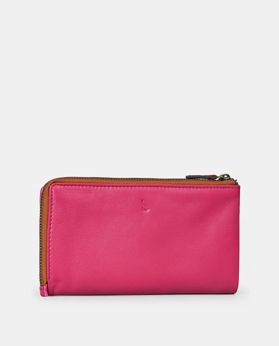 Cartera grande de mujer en piel fucsia - Imagen 4