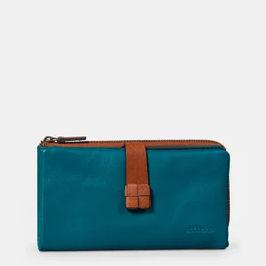 Cartera grande de mujer en piel azul