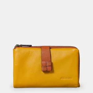 Cartera mediana de mujer en piel amarilla