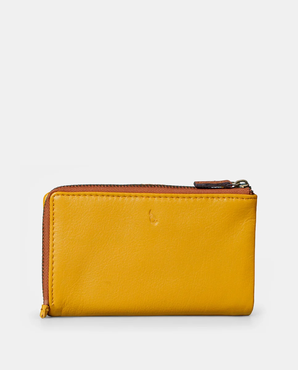 Cartera mediana de mujer en piel amarilla - Imagen 4