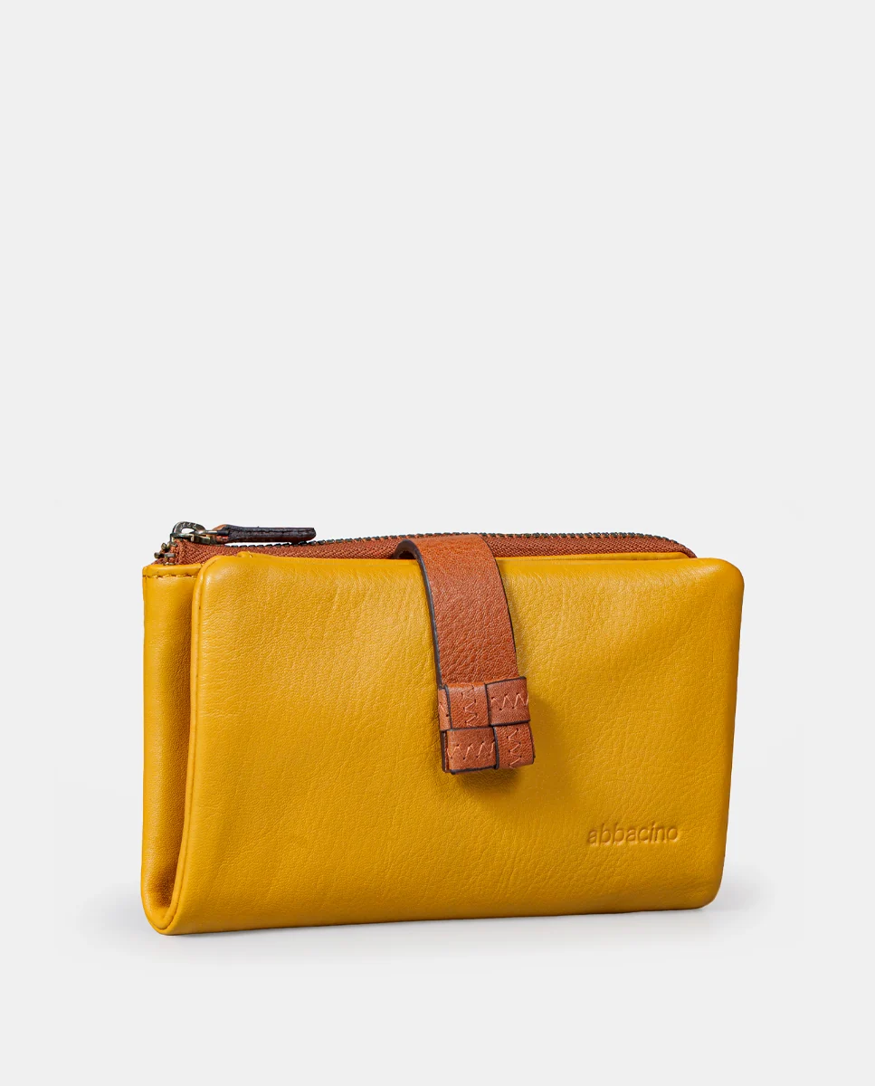 Cartera mediana de mujer en piel amarilla - Imagen 5